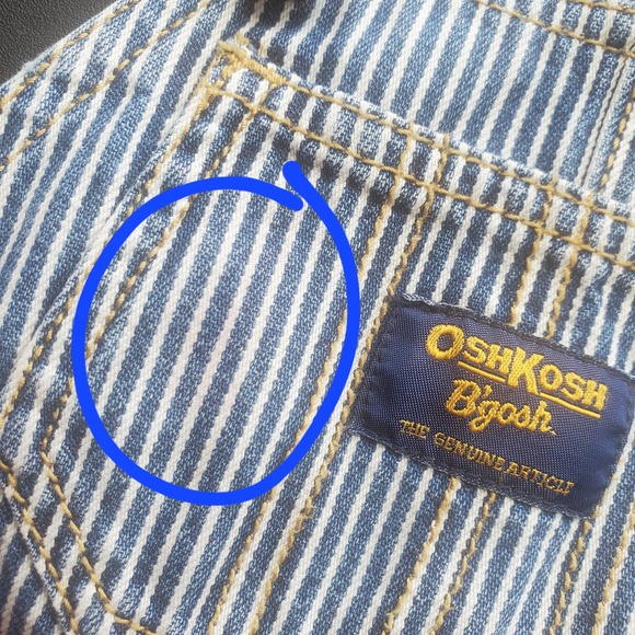 OshKosh B'Gosh Hickory Striped Pant Overalls Dungarees Sz 12M - Picture 7 of 9